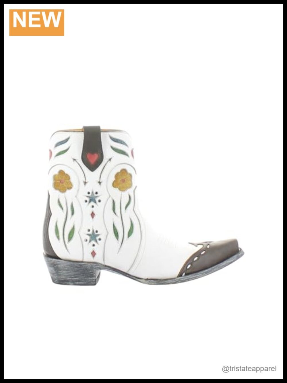Hand-Crafted Goat Leather Western Ankle Boots with Floral Embroidery, Side